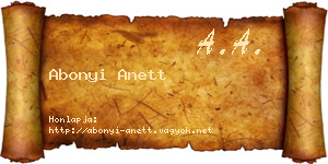 Abonyi Anett névjegykártya